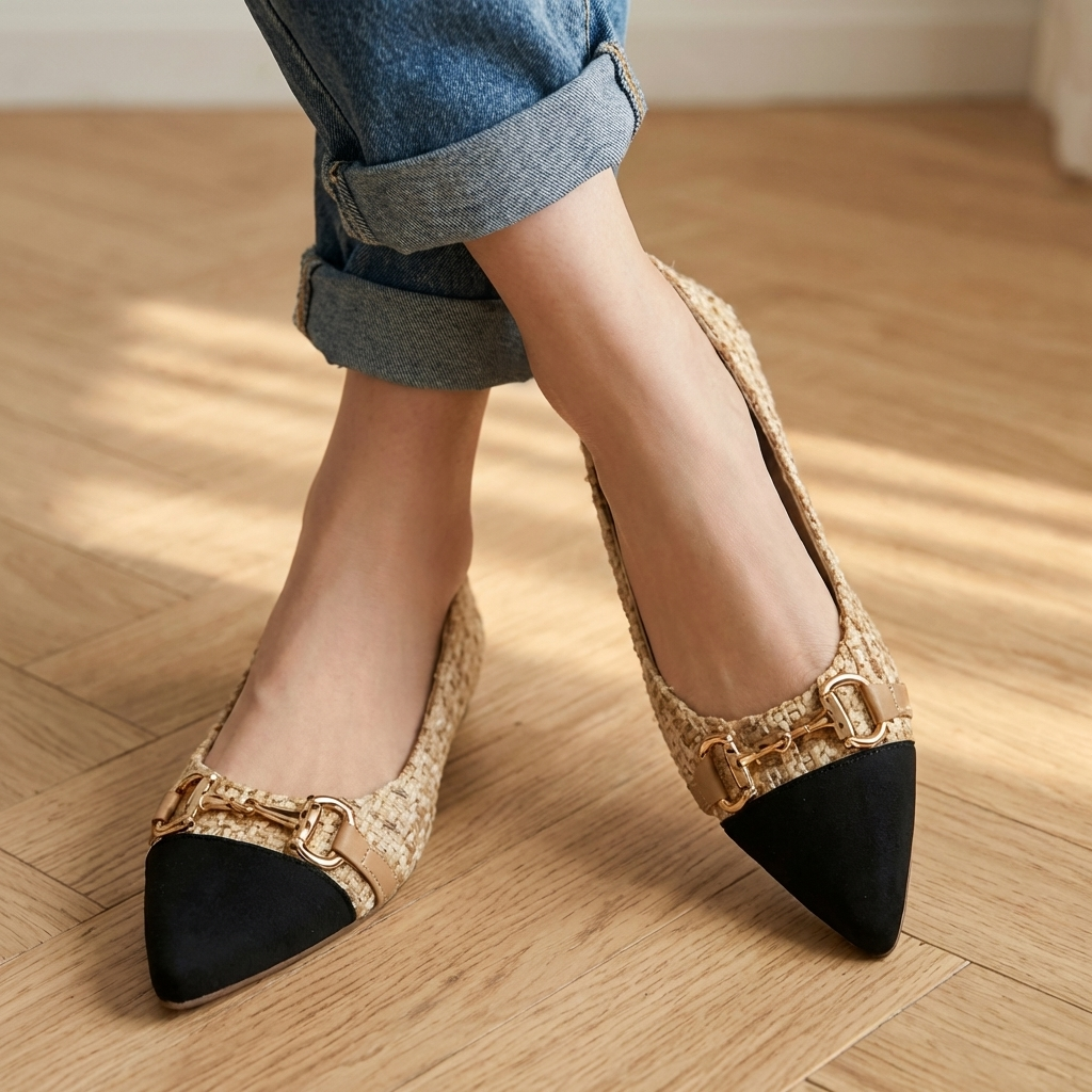 Verona Tweed Ballerina Shoes