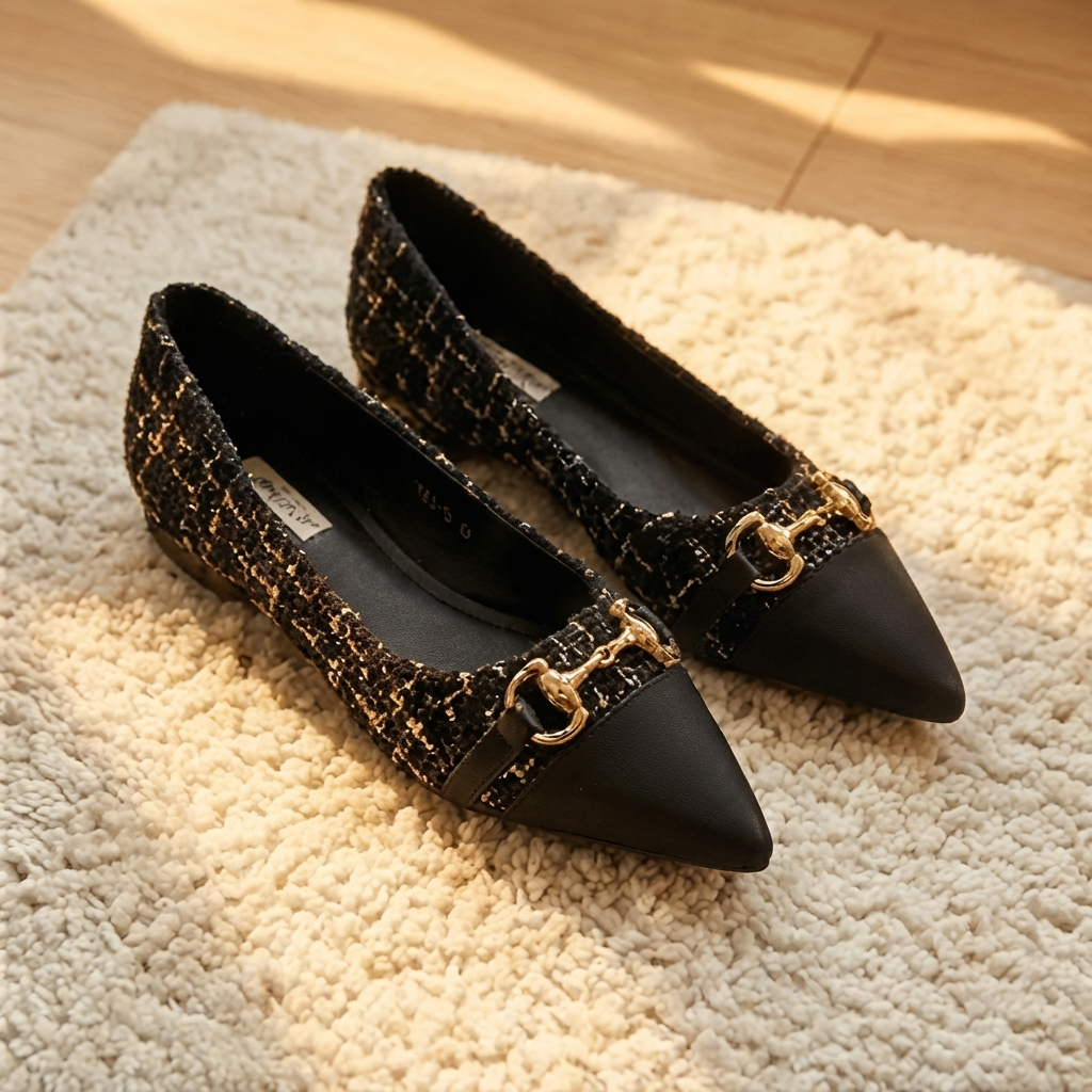 Verona Tweed Ballerina Shoes