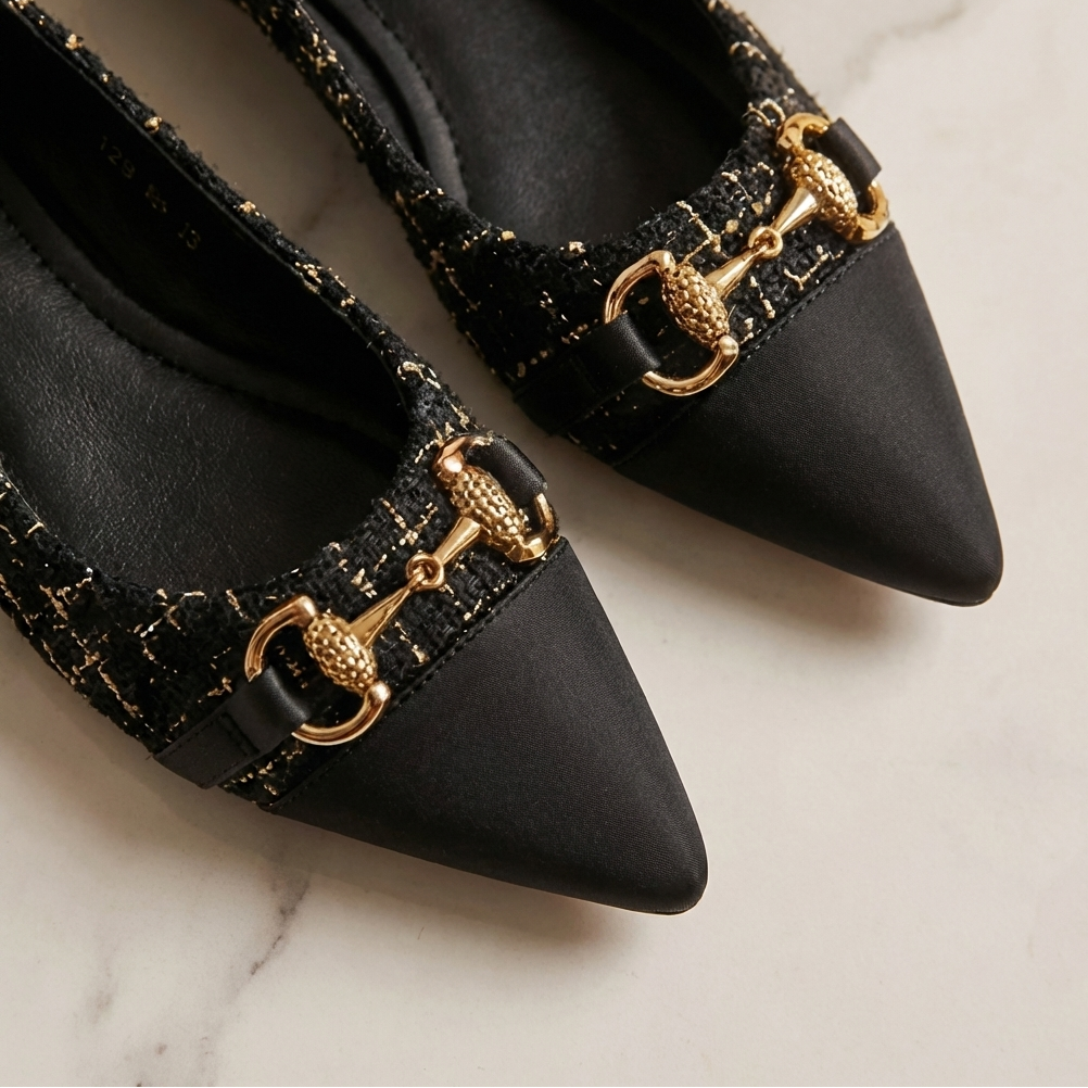 Verona Tweed Ballerina Shoes