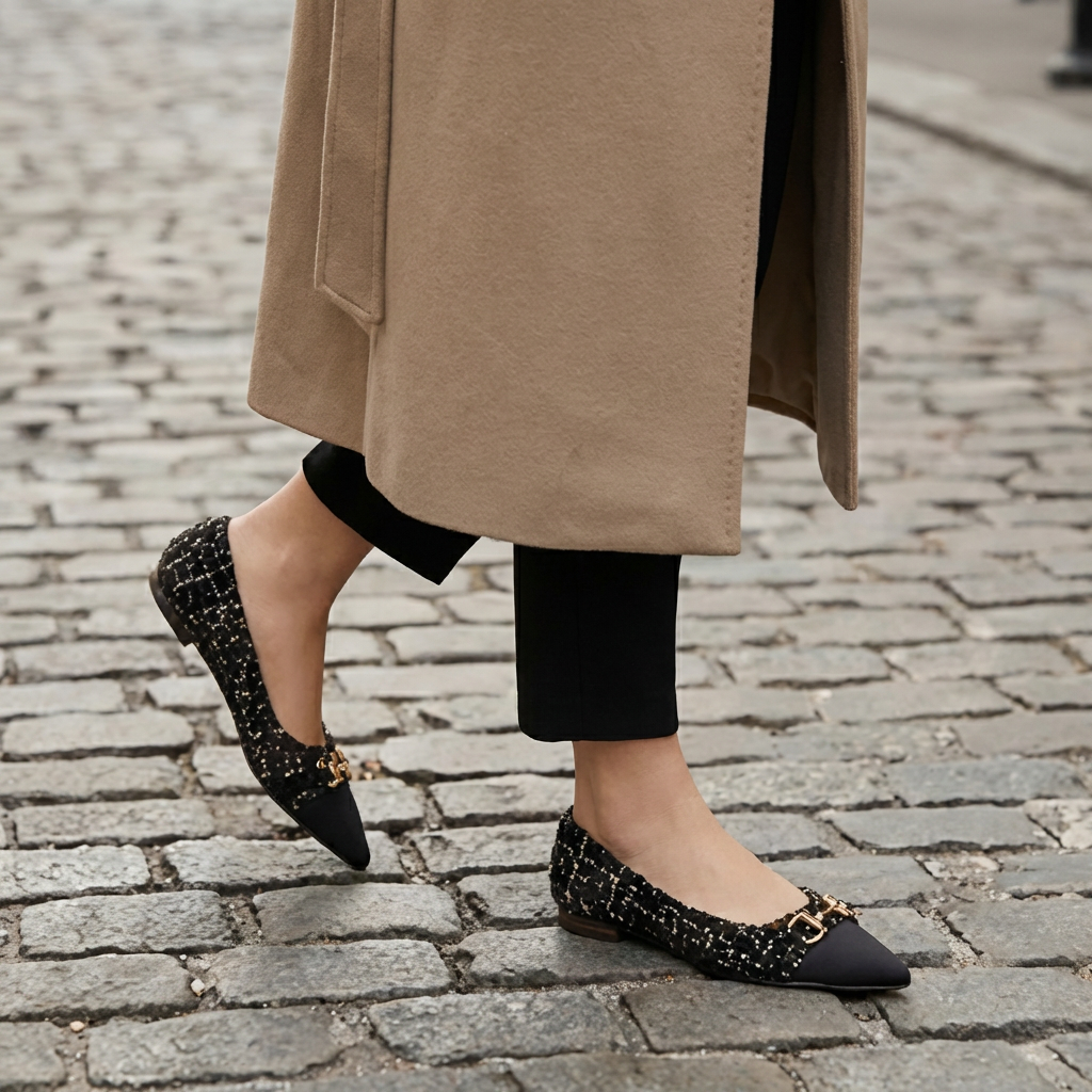 Verona Tweed Ballerina Shoes