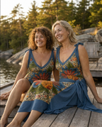 Swimwear with Sunprotective Sarong Midnight Garden, lifestyle detail shot