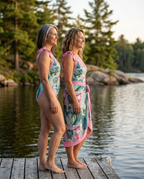 Swimwear with Sunprotective Sarong Pink Paradise, lifestyle side view