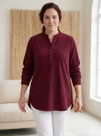 Neris top burgundy red curvy fit