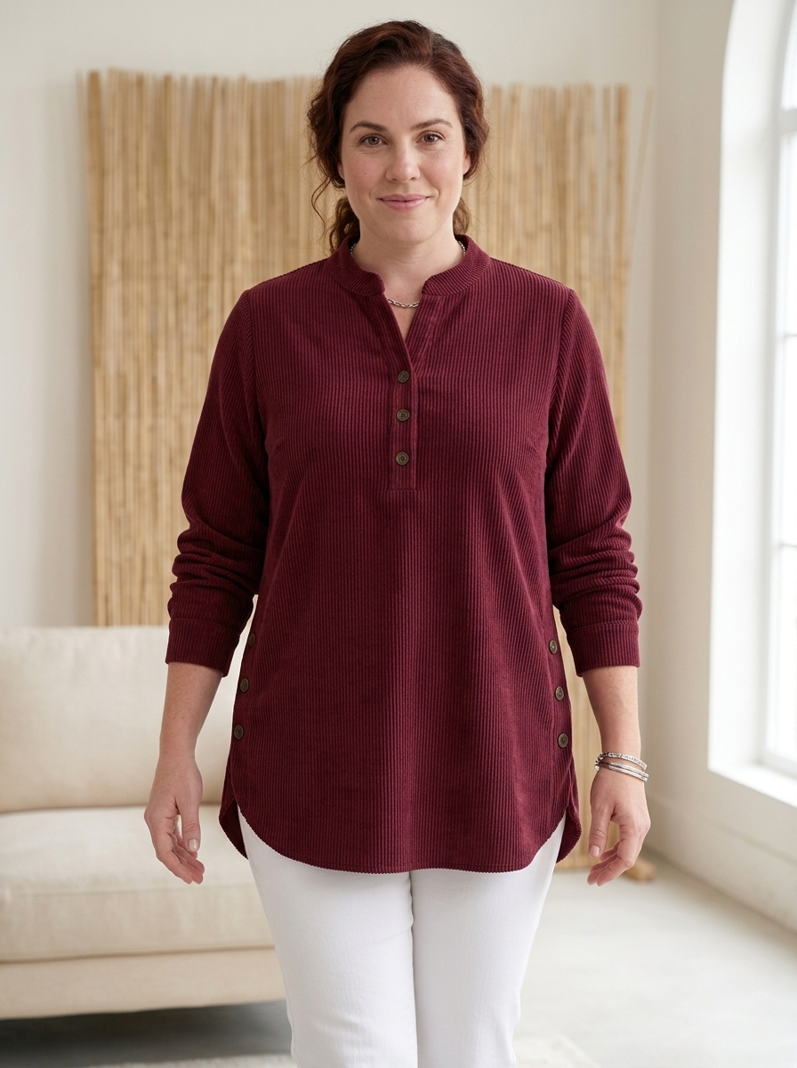 Neris top burgundy red curvy fit