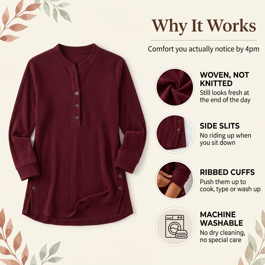 Neris corduroy top, why it works, flat lay with details