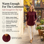 Neris corduroy top burgundy, warm enough for the commute